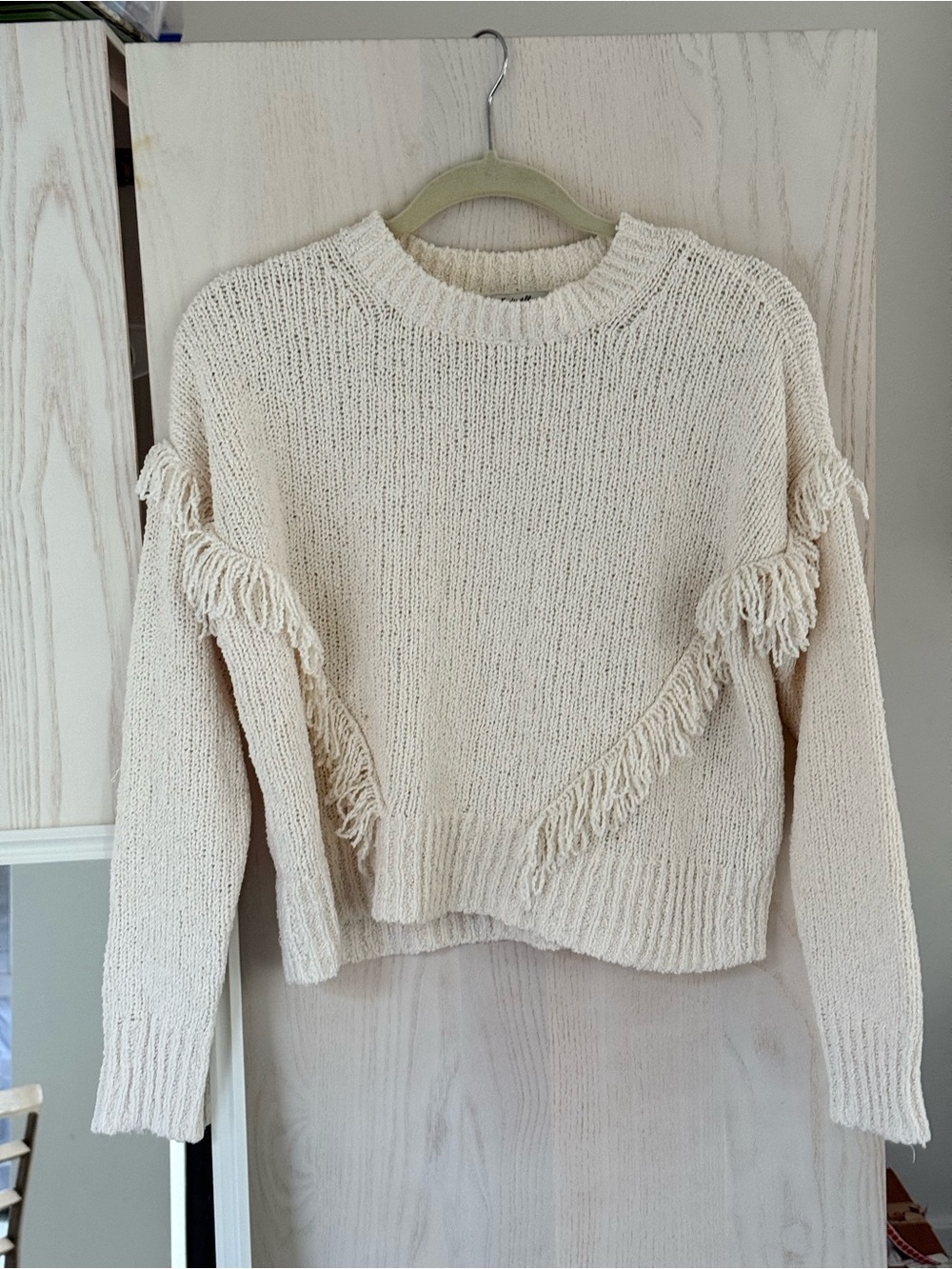 Madewell Cream Fringe Sweater